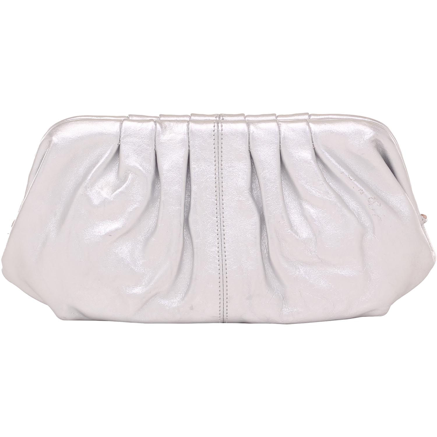 white ruched clutch bolsa