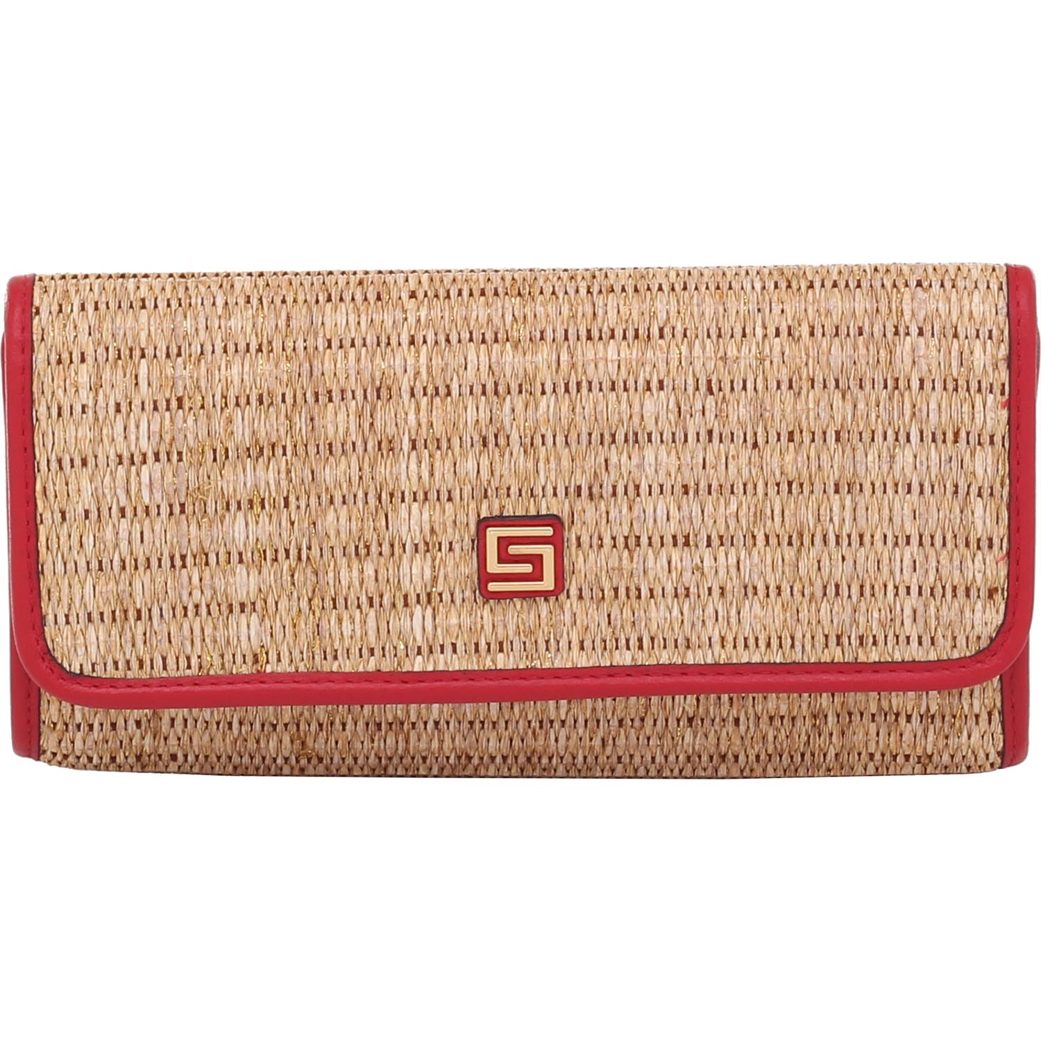 Bolsa Clutch Smartbag Palha Natural/Vermelho  - Smartbag